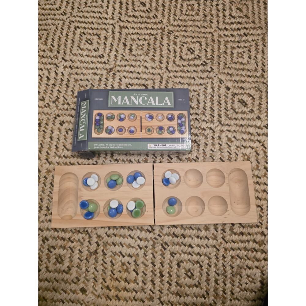 Solid Wood Mancala Board Game 2005 Target 30 Stones - Picture 16 of 16